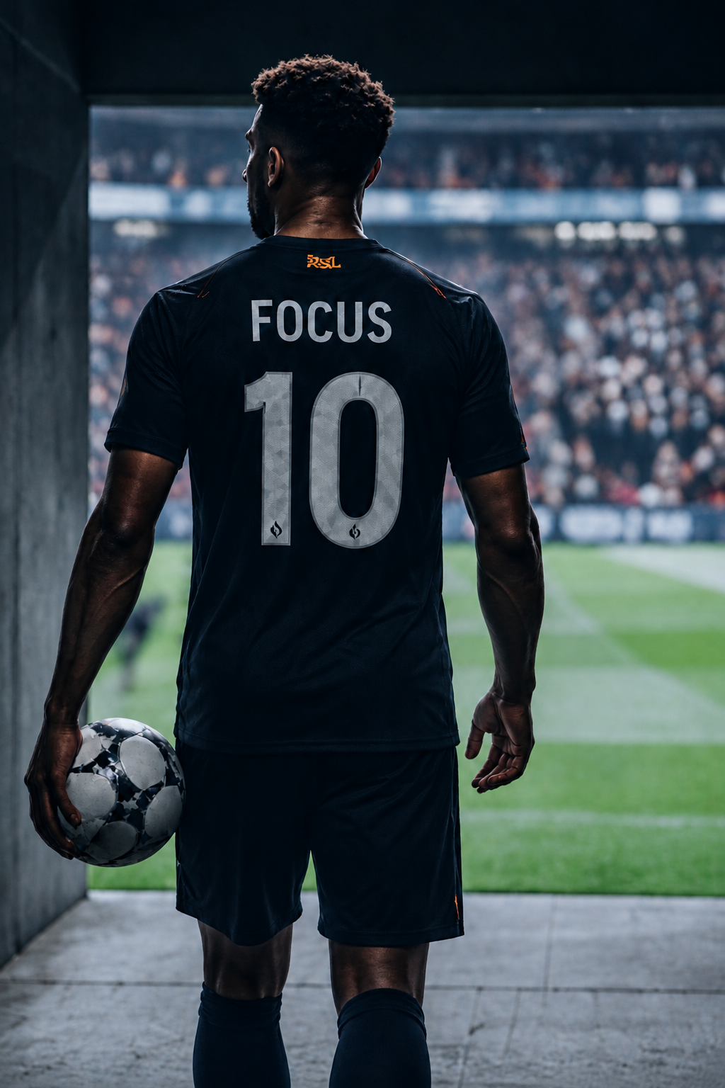 Football player entering the stadium